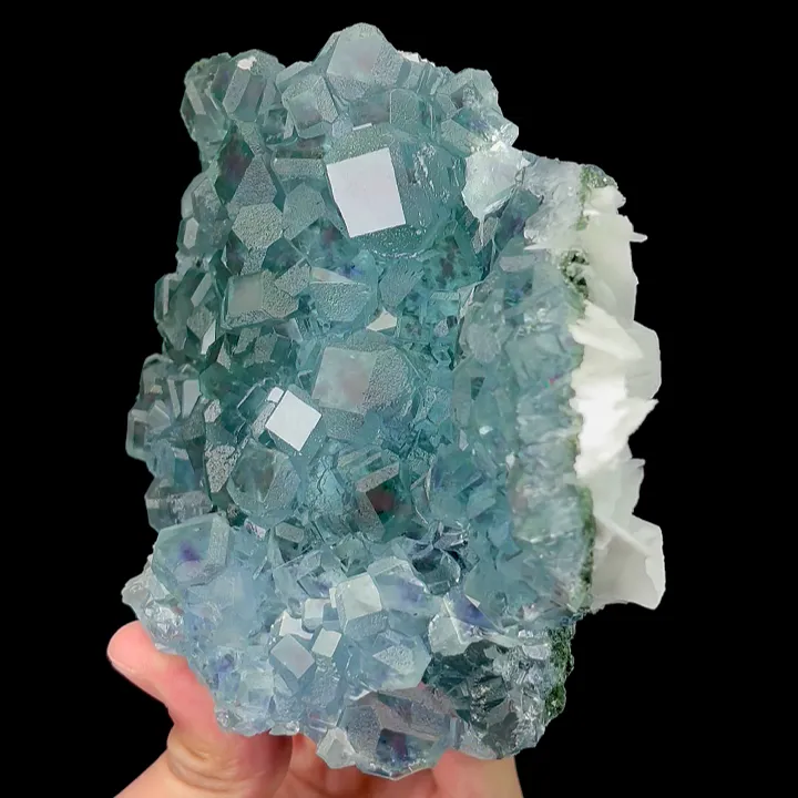 Natural Blue Heart Fluorite and Calcite, Mineral Specimen:Fujian,China (130*115*50MM) - image 2