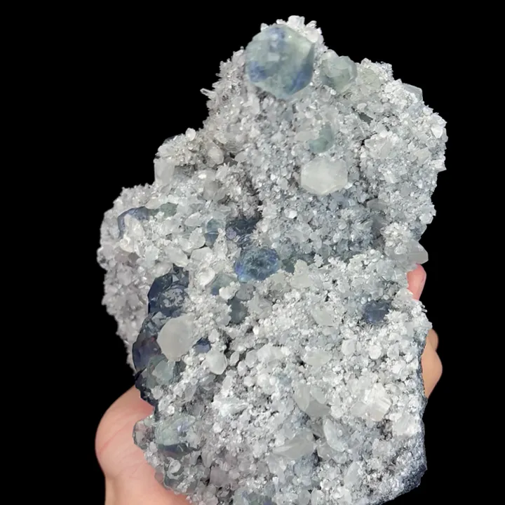 Natural Blue Heart Fluorite and Calcite, Mineral Specimen:Fujian,China (140*140*70MM) - image 3