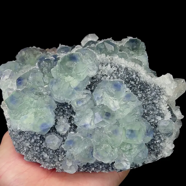 Natural Blue Heart Fluorite and Calcite Quartz, Mineral Specimen:Fujian,China (160*135*85MM) - image 2
