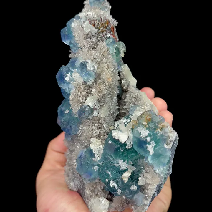 Natural Blue Heart Fluorite and Quartz Cluster, Mineral Specimen:Fujian,China (120*155*80MM) - image 4