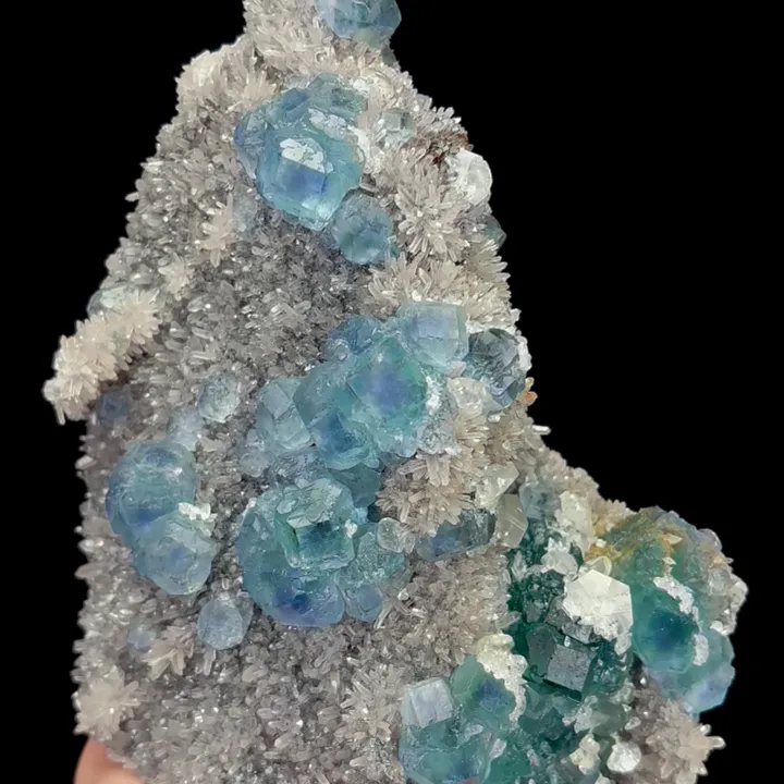 Natural Blue Heart Fluorite and Quartz Cluster, Mineral Specimen:Fujian,China (120*155*80MM) - image 2