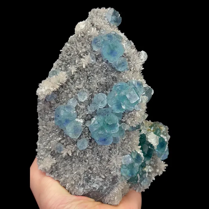 Natural Blue Heart Fluorite and Quartz Cluster, Mineral Specimen:Fujian,China (120*155*80MM) image