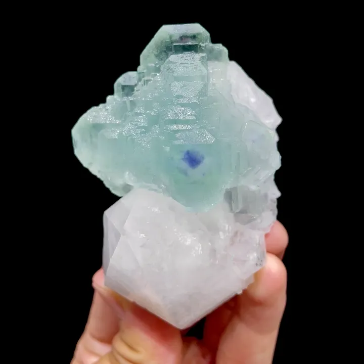 Natural Blue Heart Fluorite and Quartz Symbiosis comes from Fujian,China 60*80*45MM image