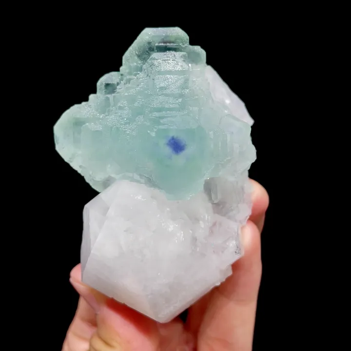 Natural Blue Heart Fluorite and Quartz Symbiosis comes from Fujian,China 60*80*45MM - image 5