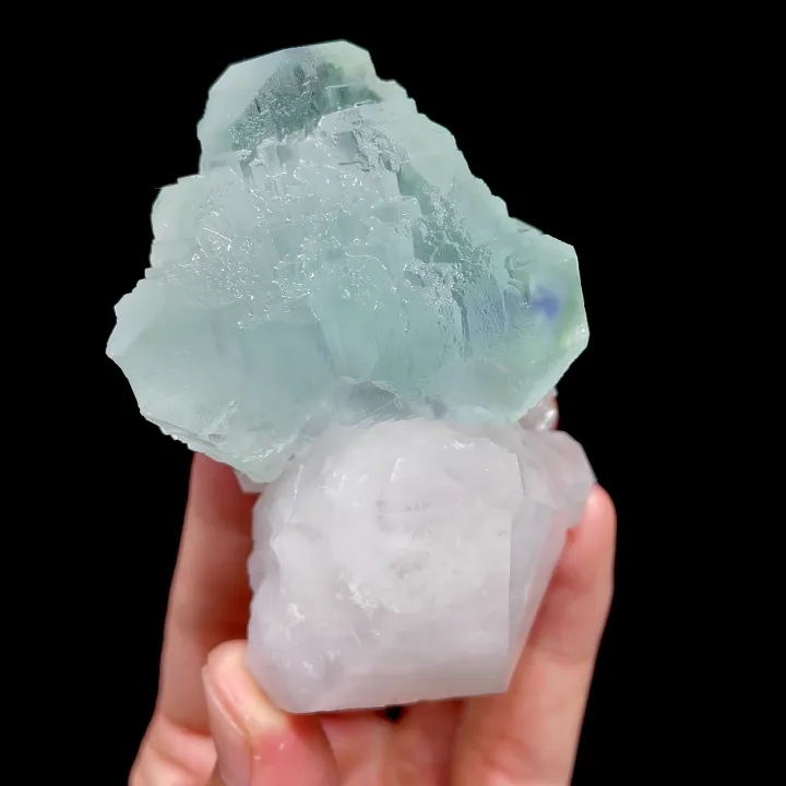 Natural Blue Heart Fluorite and Quartz Symbiosis comes from Fujian,China 60*80*45MM - image 3