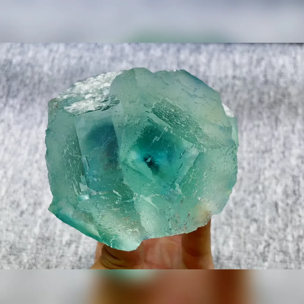 Natural Blue Heart Fluorite comes from Fujian,China 100*95*55MM image
