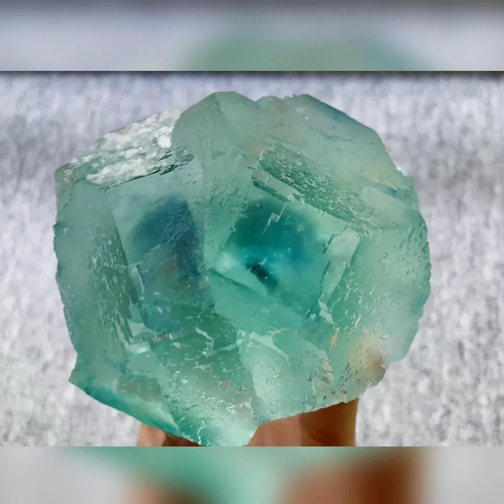 Natural Blue Heart Fluorite comes from Fujian,China 100*95*55MM - image 2