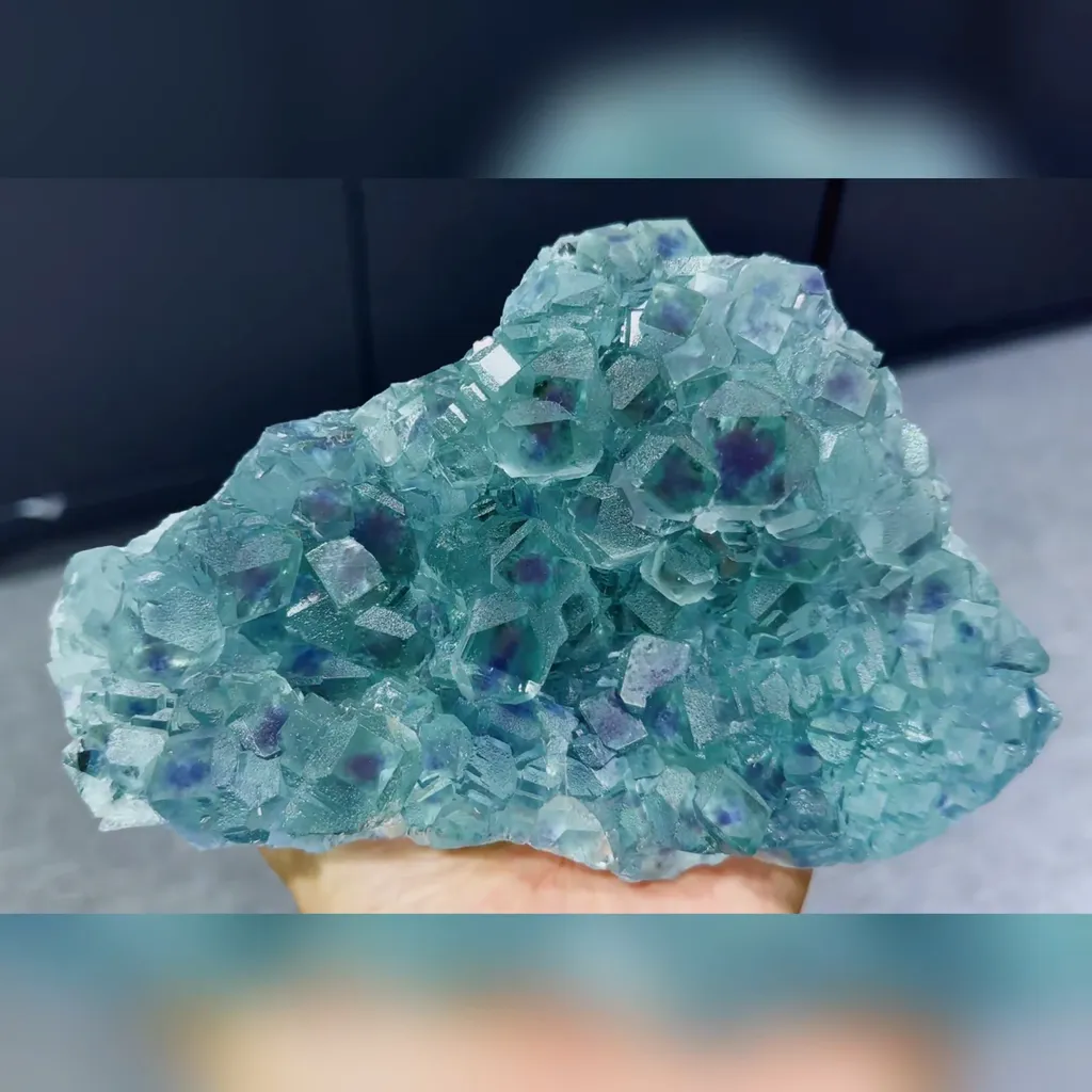 Natural Blue Heart Fluorite comes from Fujian,China 170*110*40MM - image 3