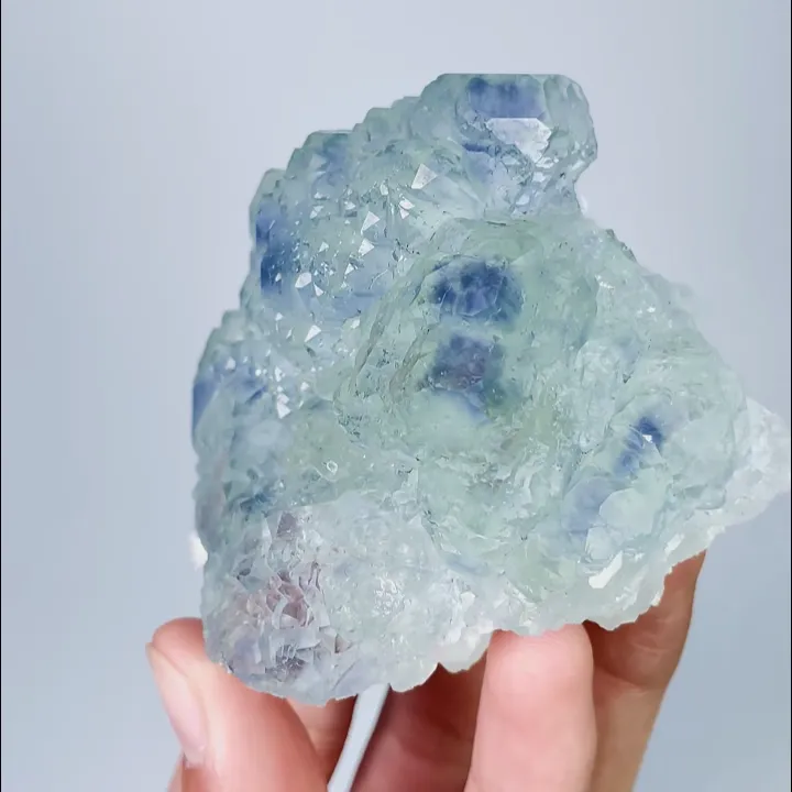 Natural Blue Heart Fluorite, Mineral Specimen: Fujian,China (75*65*40MM) image