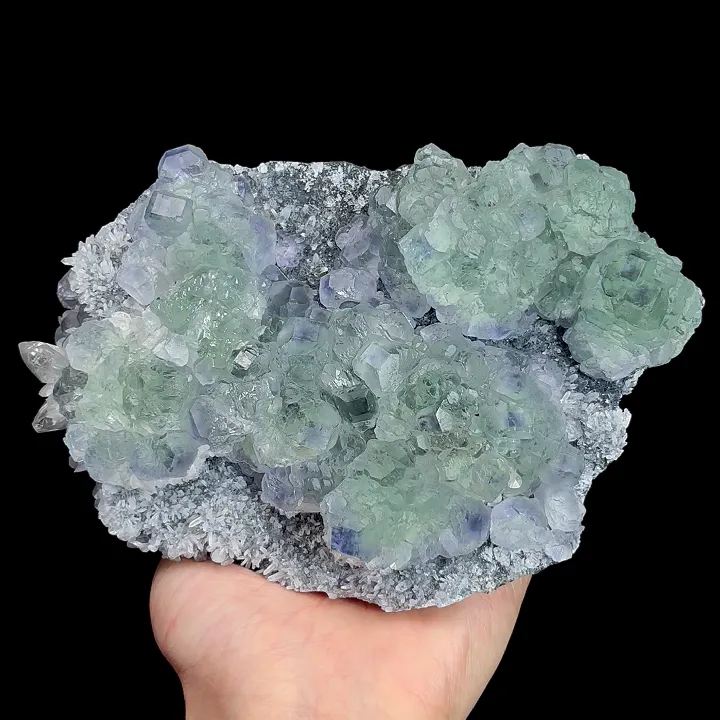Natural Blue Hearted Fluorite and Quartz, Mineral Specimen:Fujian,China (170*110*50MM) image