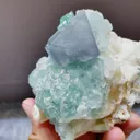 Natural Blue Octahedral Fluorite and Green Fluorite Symbiosis comes from Zhejiang,China 75*50*90MM - image 2