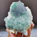 Natural Blue Octahedral Fluorite and Green Fluorite Symbiosis comes from Zhejiang,China 75*50*90MM - image 1