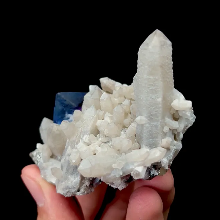 Natural Blue Octahedral Fluorite and Quartz Cluster Mineral Specimen,High Quality Specimen,INNER MONGOLIA,CHINA(65*50*30mm) - image 3