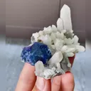 Natural Blue Octahedral Fluorite and Quartz Cluster Symbiosis comes from Inner Mongolia,China 65*50*30MM - image 2