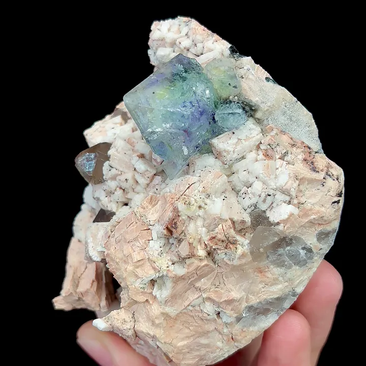 Natural Blue Octahedral Fluorite and Smoky Quartz, Mineral Specimen:Yunxiao,Fujian (70*90*60MM) - image 3