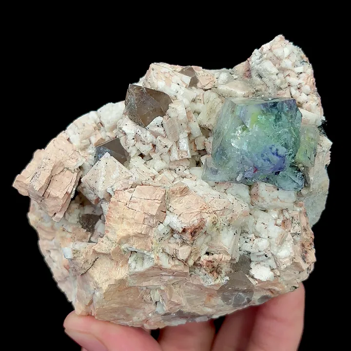 Natural Blue Octahedral Fluorite and Smoky Quartz, Mineral Specimen:Yunxiao,Fujian (70*90*60MM) - image 5