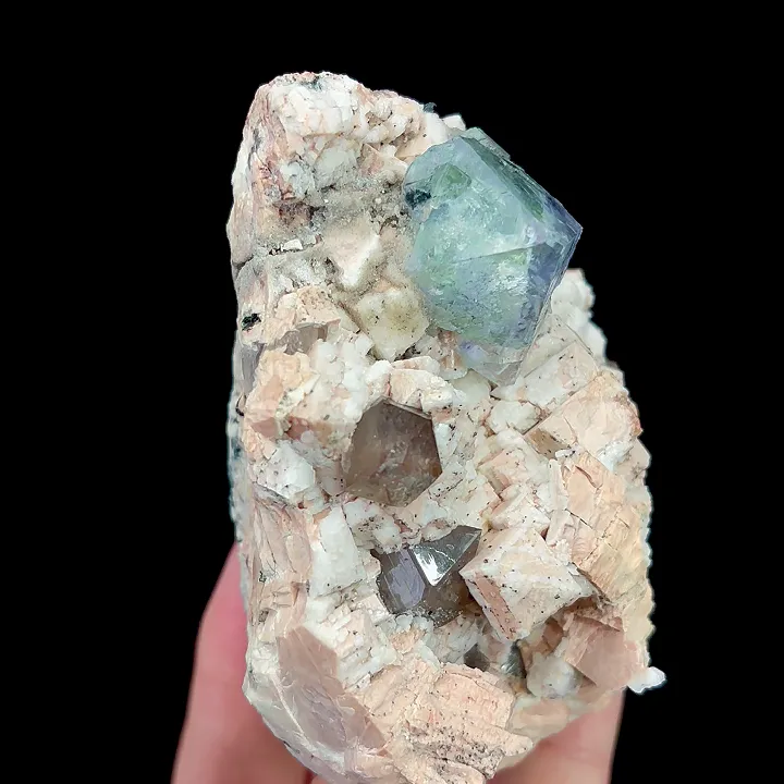 Natural Blue Octahedral Fluorite and Smoky Quartz, Mineral Specimen:Yunxiao,Fujian (70*90*60MM) image