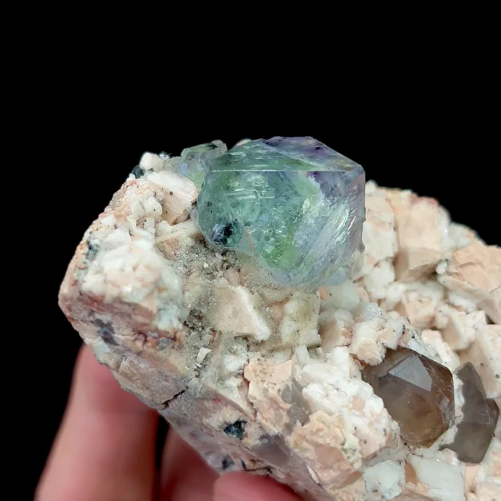 Natural Blue Octahedral Fluorite and Smoky Quartz, Mineral Specimen:Yunxiao,Fujian (70*90*60MM) - image 4