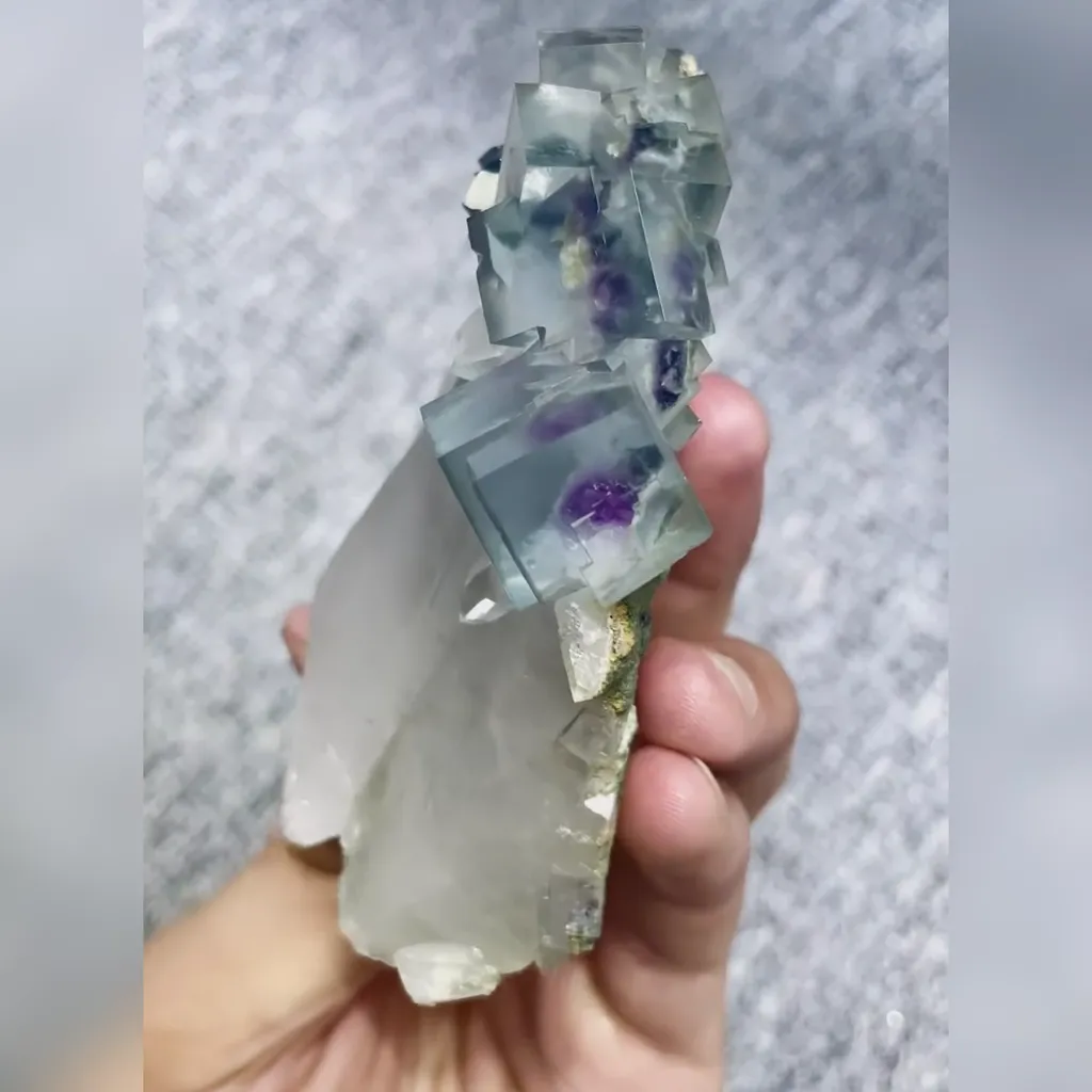 Natural Blue Phantom Fluorite and Arsenopyrite and Quartz Symbiosis comes from Yaogangxian,Hunan 70*90*35MM - image 4