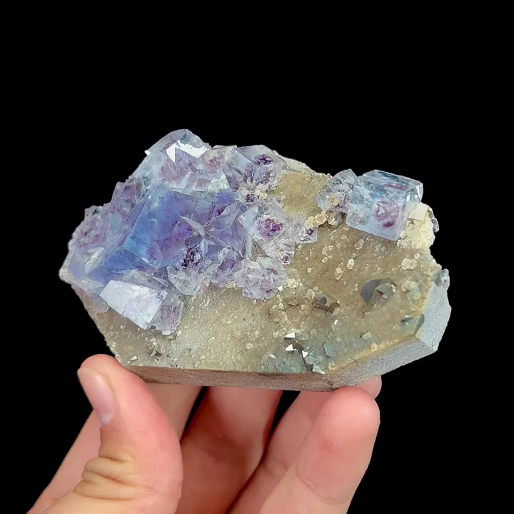 Natural Blue Phantom Fluorite and Arsenopyrite, Mineral Specimen: Yindu,Inner Mongolia (95*55*30MM) image