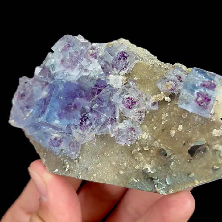 Natural Blue Phantom Fluorite and Arsenopyrite, Mineral Specimen: Yindu,Inner Mongolia (95*55*30MM) - image 4
