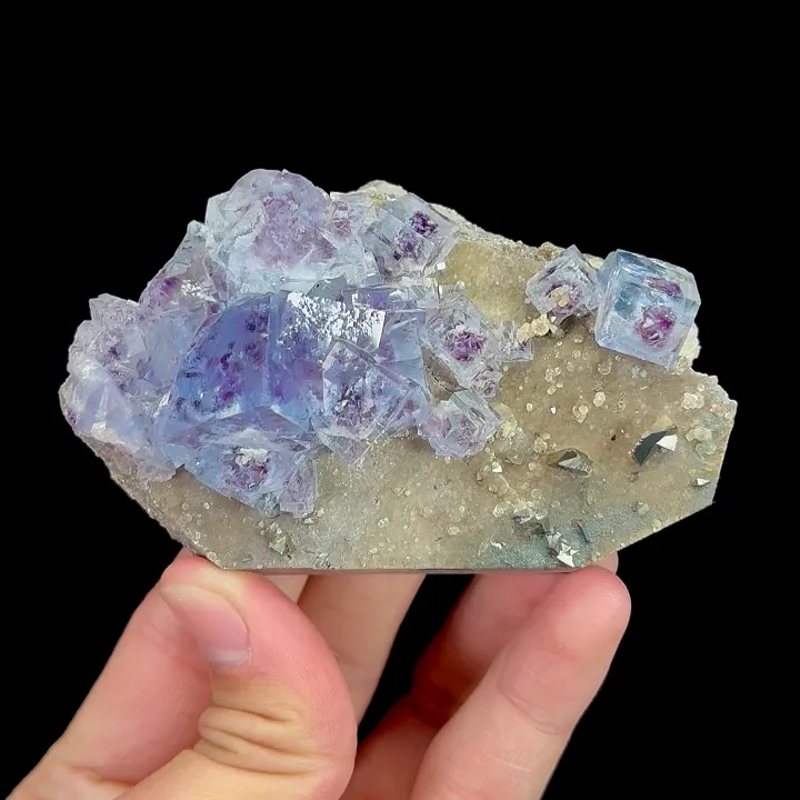 Natural Blue Phantom Fluorite and Arsenopyrite, Mineral Specimen: Yindu,Inner Mongolia (95*55*30MM) - image 8