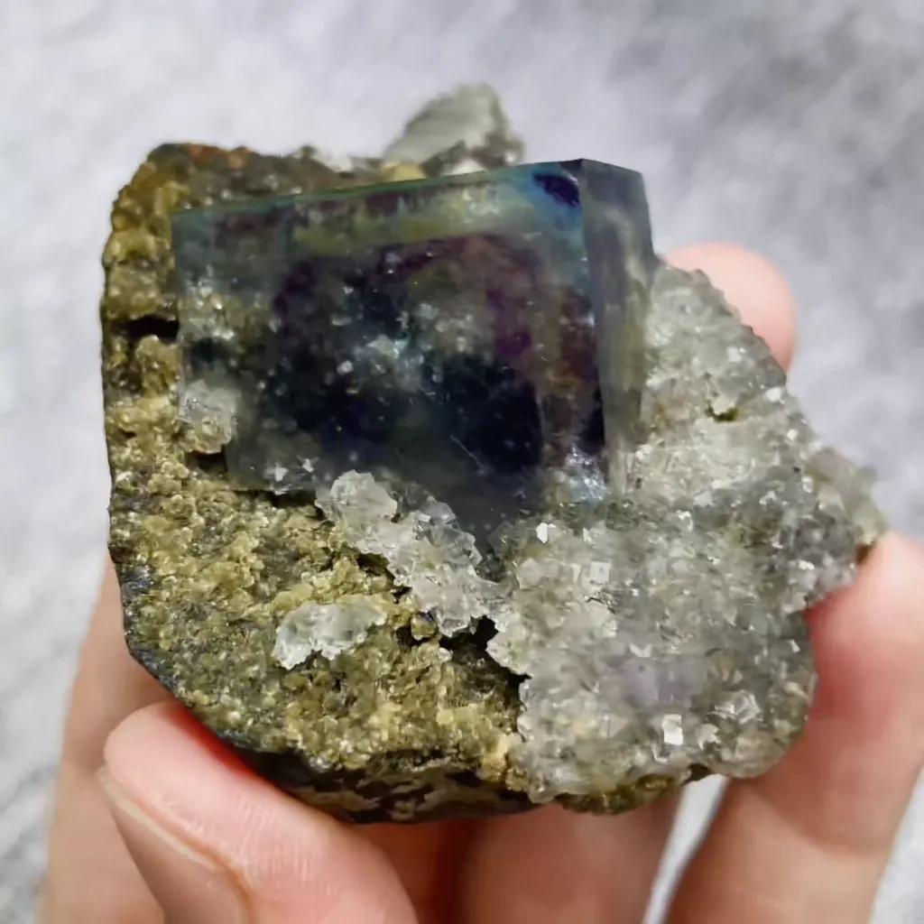Natural Blue Phantom Fluorite and Arsenopyrite Symbiosis comes from Yaogangxian,Hunan 60*55*35MM - image 4