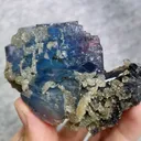 Natural Blue Phantom Fluorite and Black Wolframite Symbiosis comes from Yaogangxian,Hunan 75*60*55MM - image 5