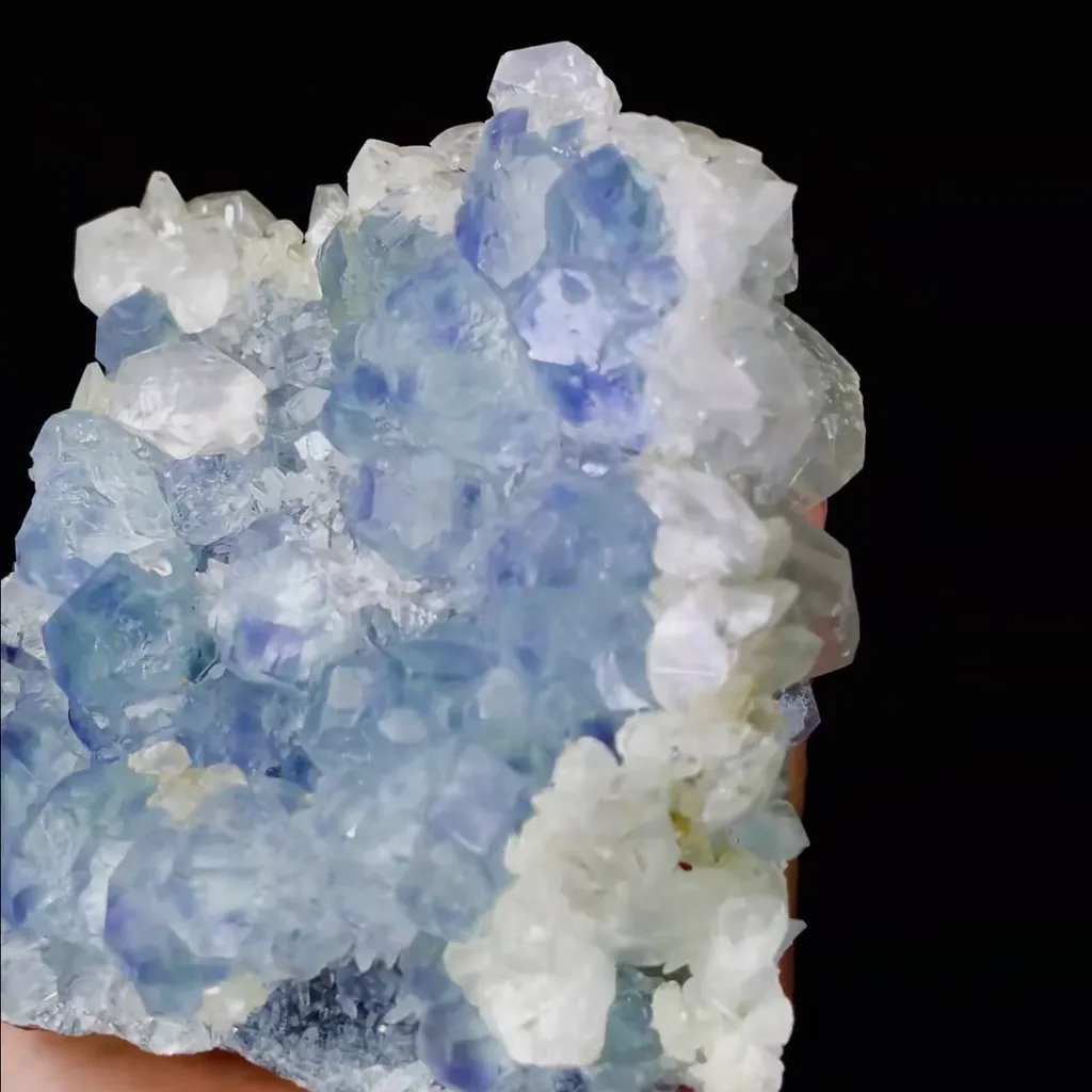 Natural Blue Phantom Fluorite and Calcite Symbiosis comes from Fujian,China 120*55*100MM - image 3