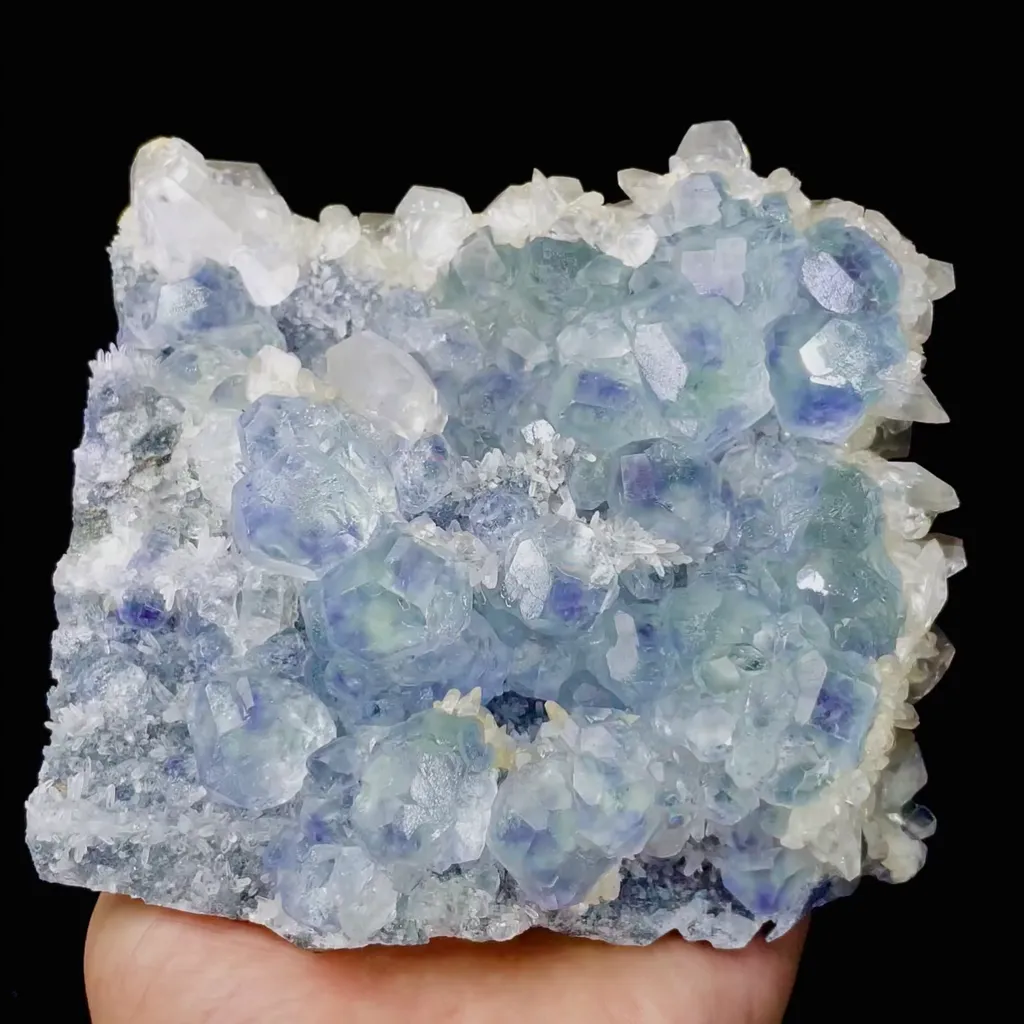 Natural Blue Phantom Fluorite and Calcite Symbiosis comes from Fujian,China 120*55*100MM - image 2