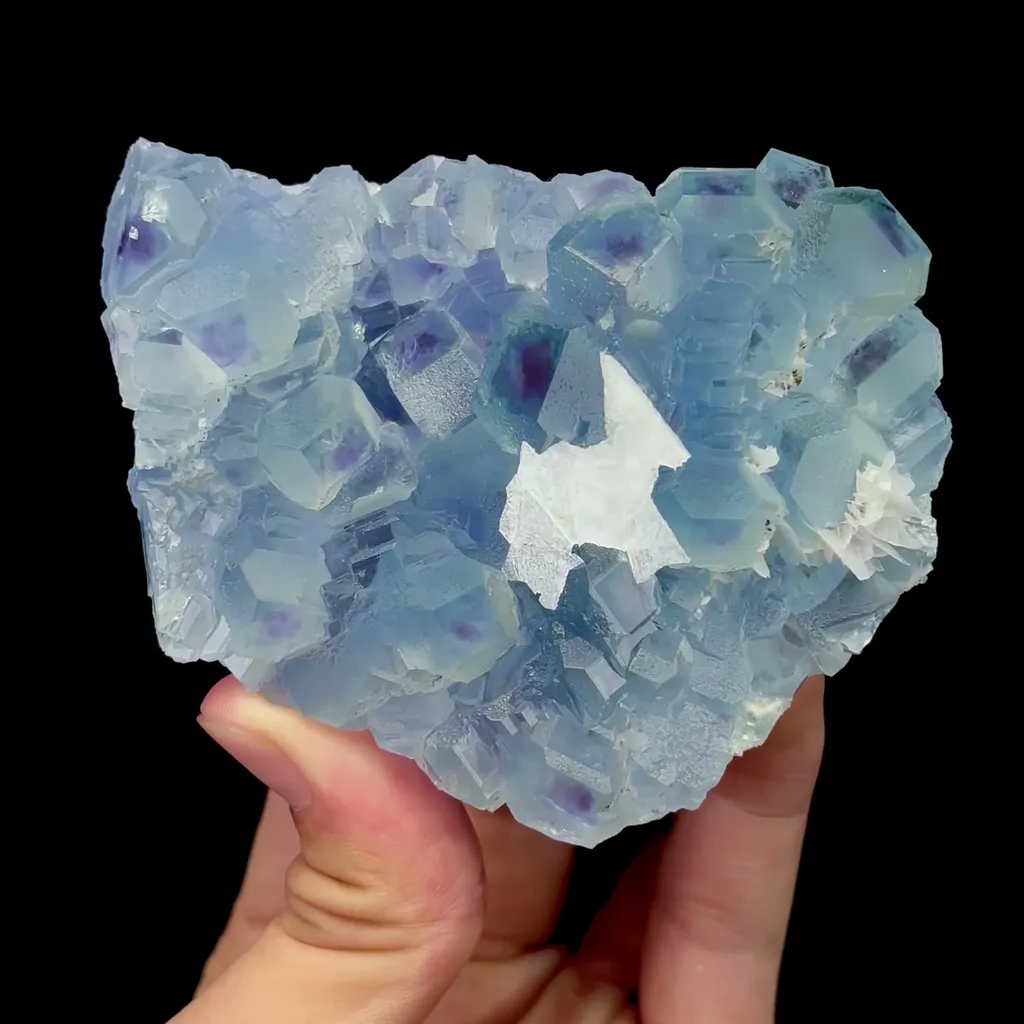 Natural Blue Phantom Fluorite and Flaky Calcite Mineral Specimen,High Quality Specimen,FUJIAN,CHINA(90*75*30mm) image