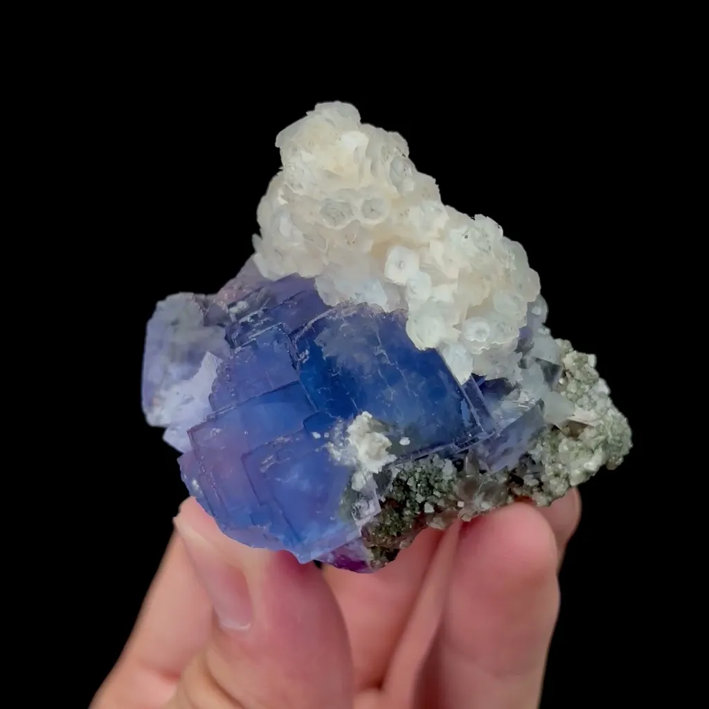 Natural Blue Phantom Fluorite and Flaky Calcite Mineral Specimen,High Quality Specimen,YAO GANG XIAN,HUNAN,CHINA(57*50*42mm) image