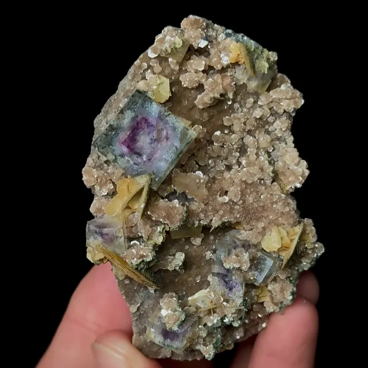 Natural Blue Phantom Fluorite and Mica, Mineral Specimen:Inner Mongolia (70*45*25MM) image