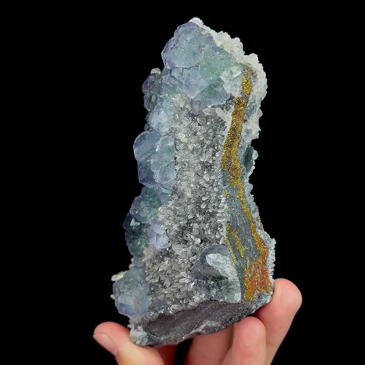 Natural Blue Phantom Fluorite and Quartz Cluster, Mineral Specimen:Fujian,China (70*140*35MM) image