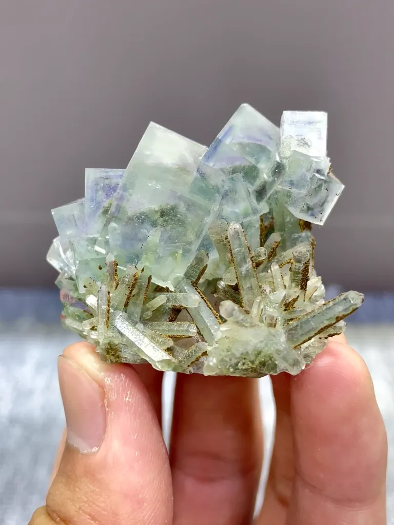 Natural Blue Phantom Fluorite and Quartz comes from Zhejiang,China 45*35*25MM image