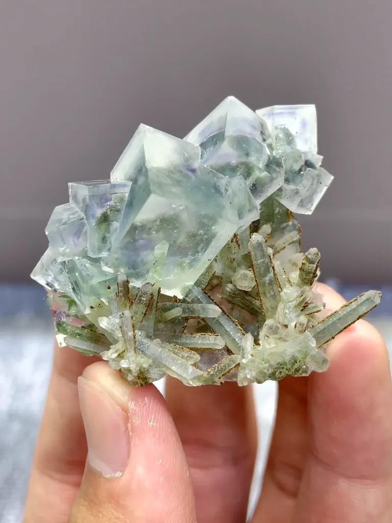 Natural Blue Phantom Fluorite and Quartz comes from Zhejiang,China 45*35*25MM - image 2
