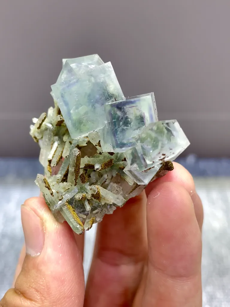 Natural Blue Phantom Fluorite and Quartz comes from Zhejiang,China 45*35*25MM - image 3
