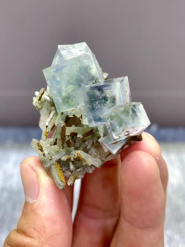 Natural Blue Phantom Fluorite and Quartz comes from Zhejiang,China 45*35*25MM - image 4