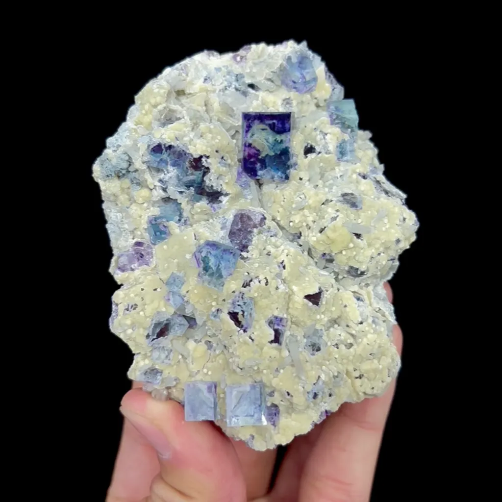 Natural Blue Phantom Fluorite and Quartz, Mineral Specimen: Inner Mongolia,China (70*95*30MM) image