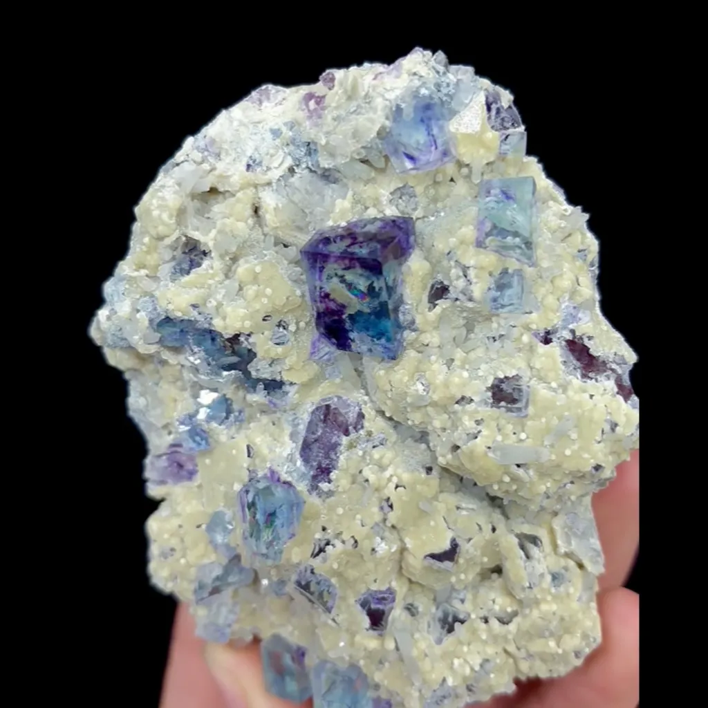 Natural Blue Phantom Fluorite and Quartz, Mineral Specimen: Inner Mongolia,China (70*95*30MM) - image 5