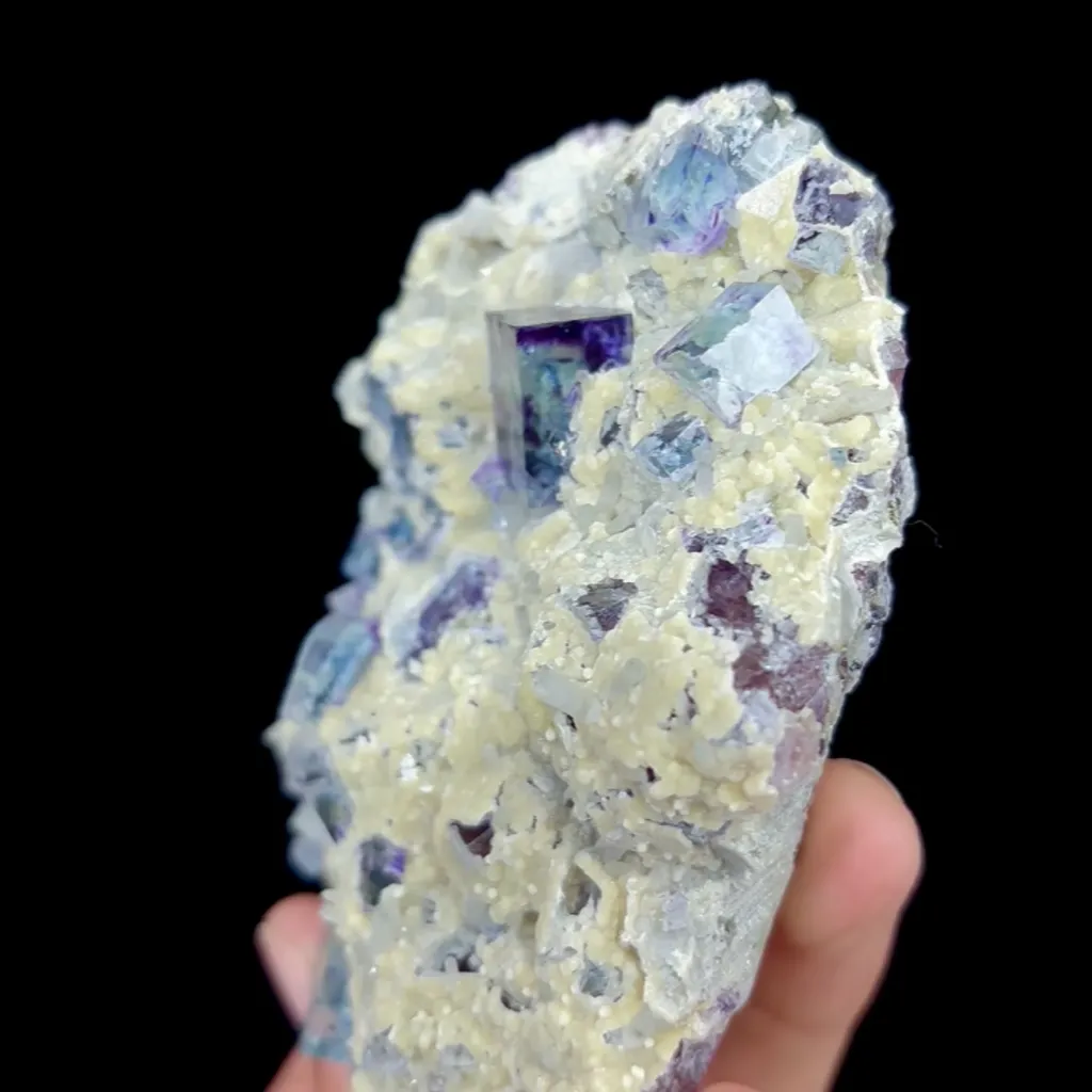 Natural Blue Phantom Fluorite and Quartz, Mineral Specimen: Inner Mongolia,China (70*95*30MM) - image 4