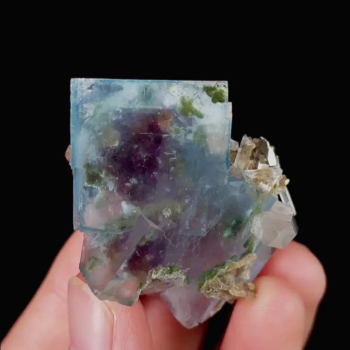 Natural Blue Phantom Fluorite and Quartz, Mineral Specimen:Yaogangxian,Hunan (35*40*20MM) - image 6