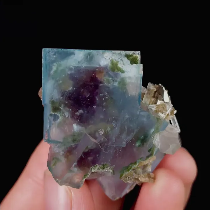 Natural Blue Phantom Fluorite and Quartz, Mineral Specimen:Yaogangxian,Hunan (35*40*20MM) image