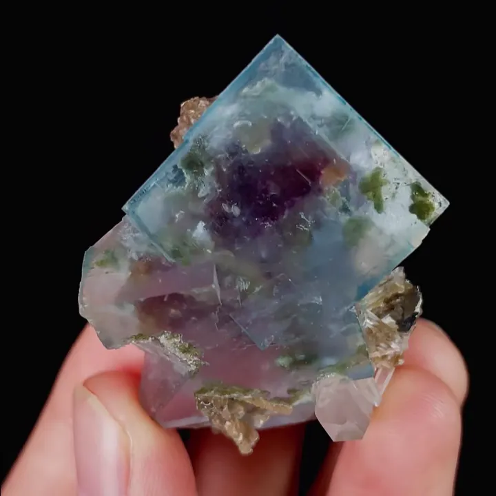 Natural Blue Phantom Fluorite and Quartz, Mineral Specimen:Yaogangxian,Hunan (35*40*20MM) - image 5