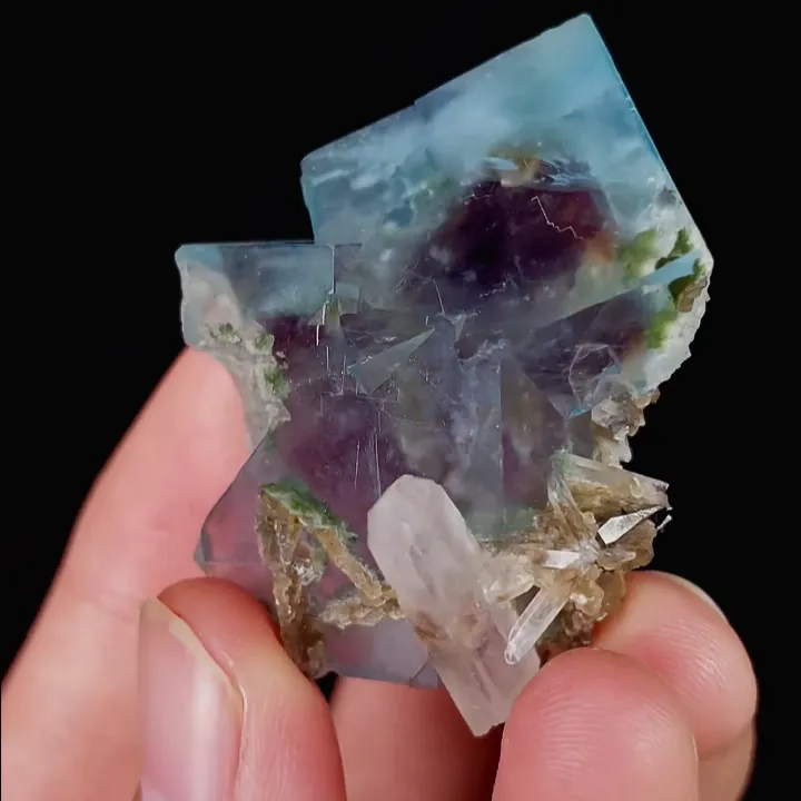 Natural Blue Phantom Fluorite and Quartz, Mineral Specimen:Yaogangxian,Hunan (35*40*20MM) - image 4