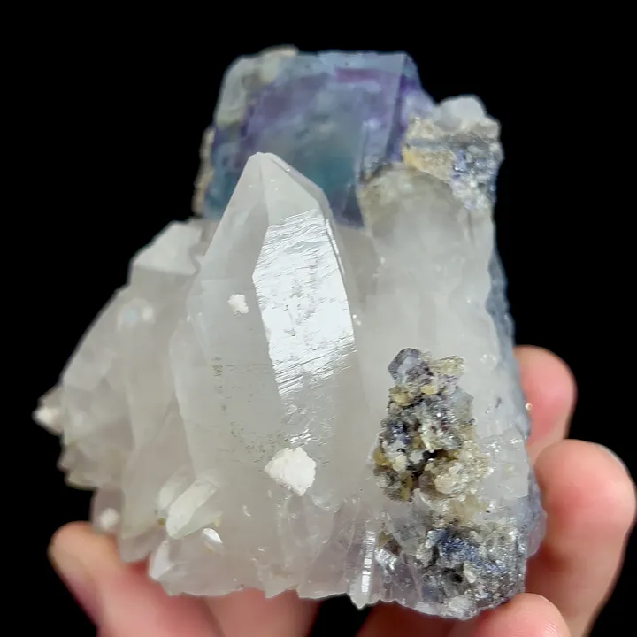Natural Blue Phantom Fluorite and Quartz, Mineral Specimen:Yaogangxian,Hunan (75*80*55MM) - image 2