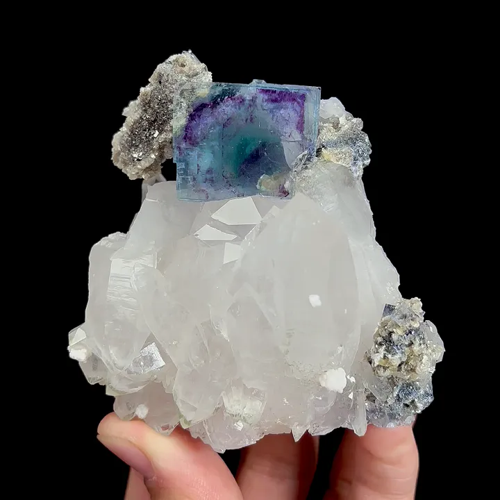 Natural Blue Phantom Fluorite and Quartz, Mineral Specimen:Yaogangxian,Hunan (75*80*55MM) image