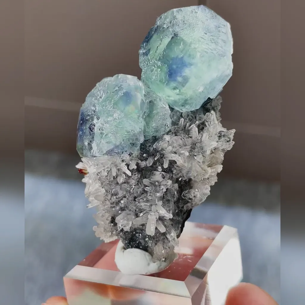 Natural Blue Phantom Fluorite and Quartz Symbiosis comes from Fujian,China 30*50*15MM - image 2