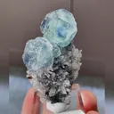 Natural Blue Phantom Fluorite and Quartz Symbiosis comes from Fujian,China 30*50*15MM - image 1