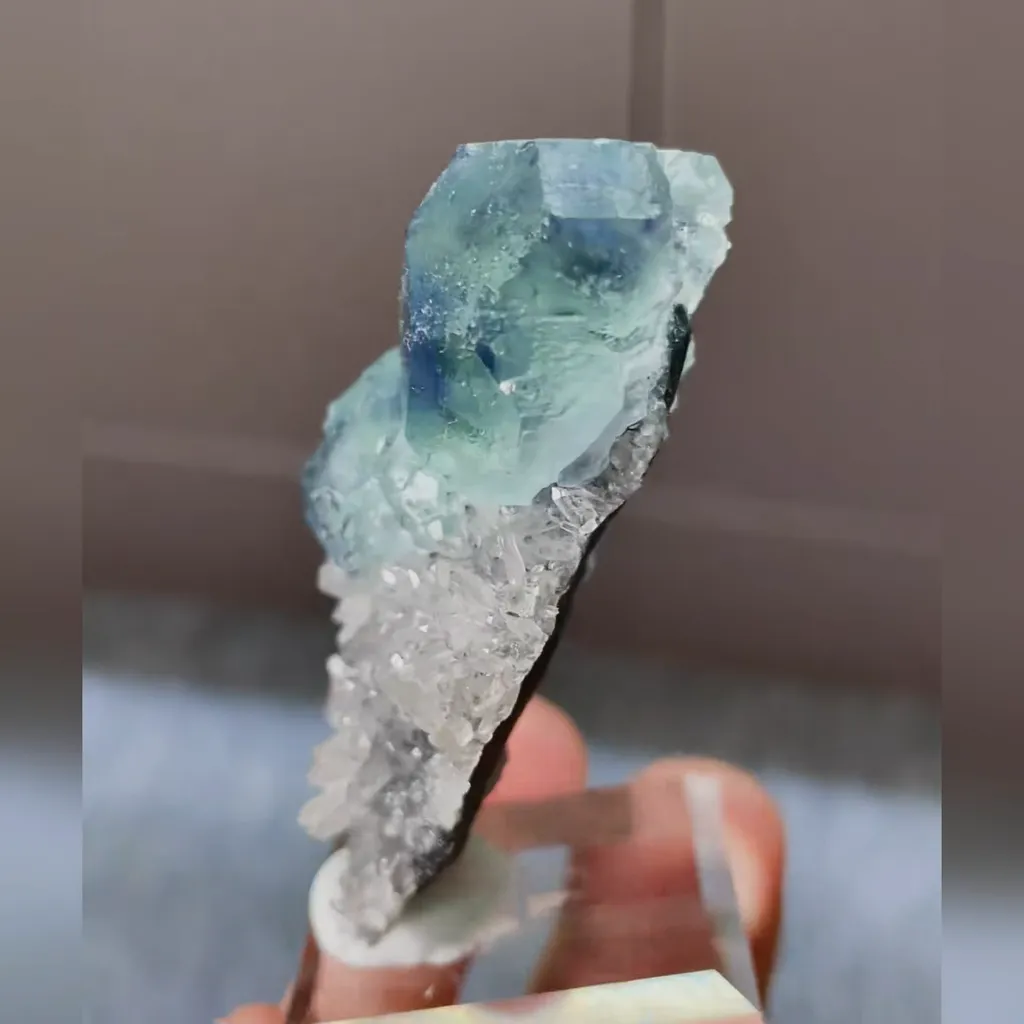 Natural Blue Phantom Fluorite and Quartz Symbiosis comes from Fujian,China 30*50*15MM - image 4